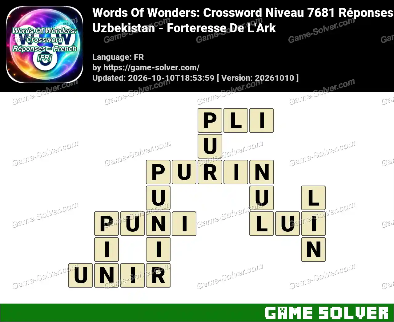 Words Of Wonders: Crossword Niveau 7681 Réponses – Uzbekistan – Forteresse De L’Ark